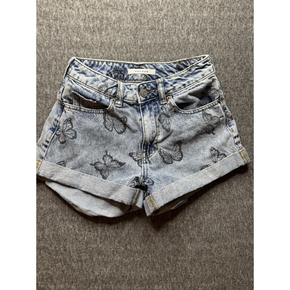 PacSun Mom Short Butterfly Print Denim Cuffed Women's Shorts Size 24
